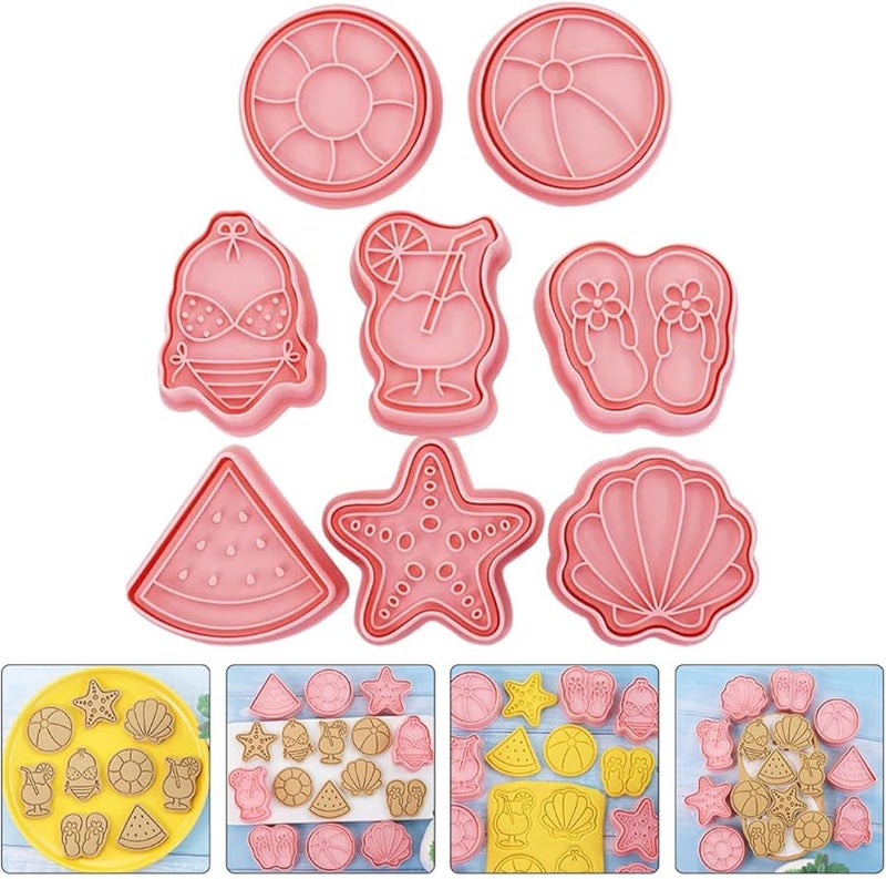 Hawaiian Beach Cookie Cutter Set 8pcs Silicone Baking Molds Sea Star Shell - Image 4